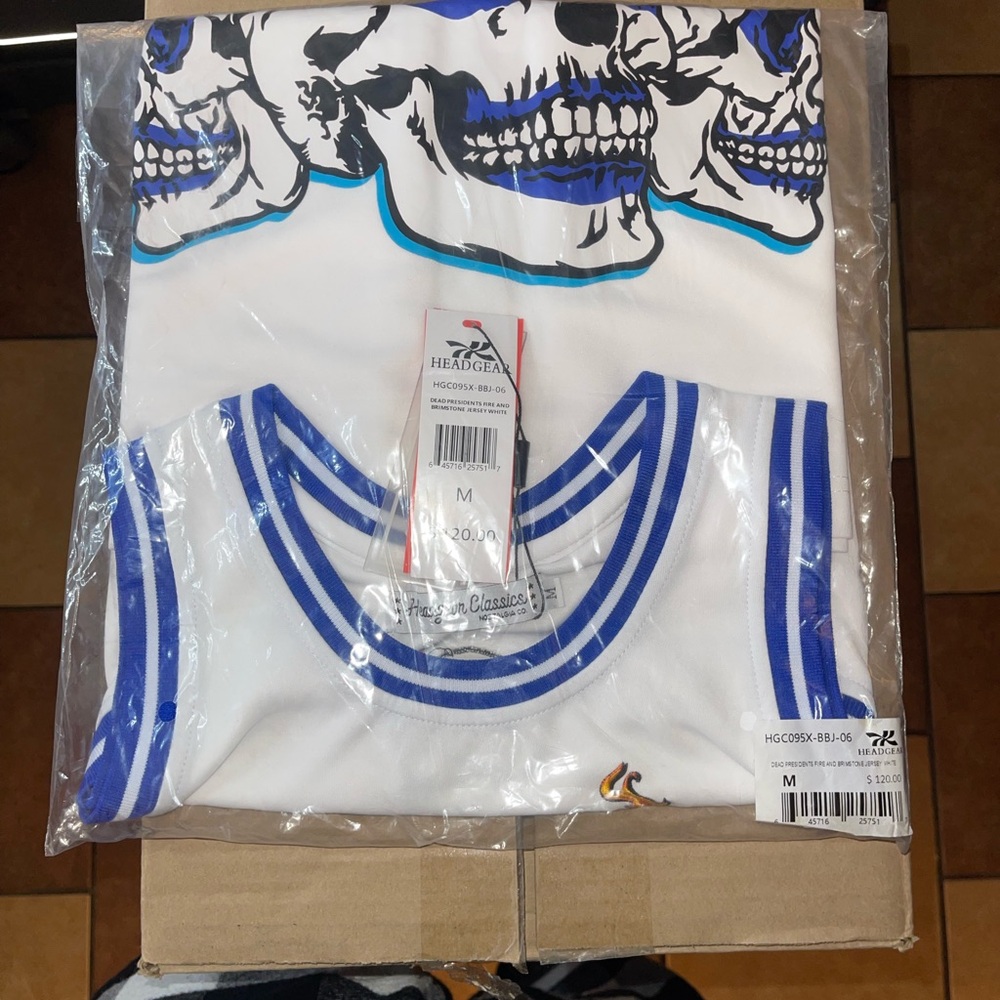 Headgear Classics Men's White and Blue Jersey